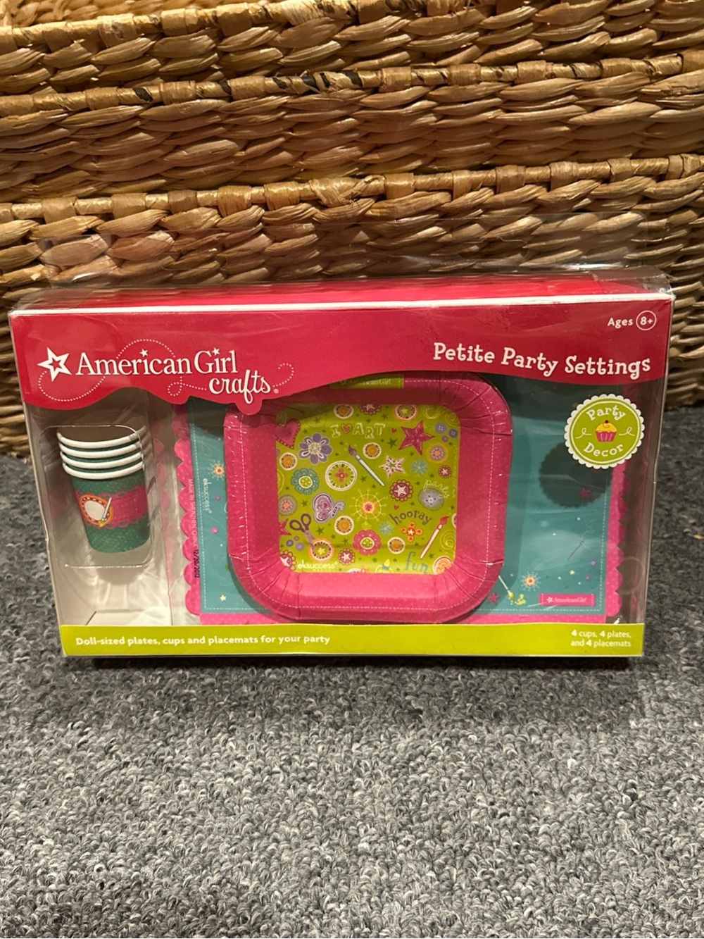 American Girl doll Petite Party Settings - Pink and Green Doll Tableware